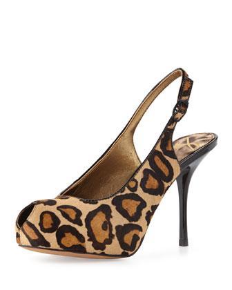 Sam Edelman Evelyn Calf-hair Peep-toe Pumps, Leopard