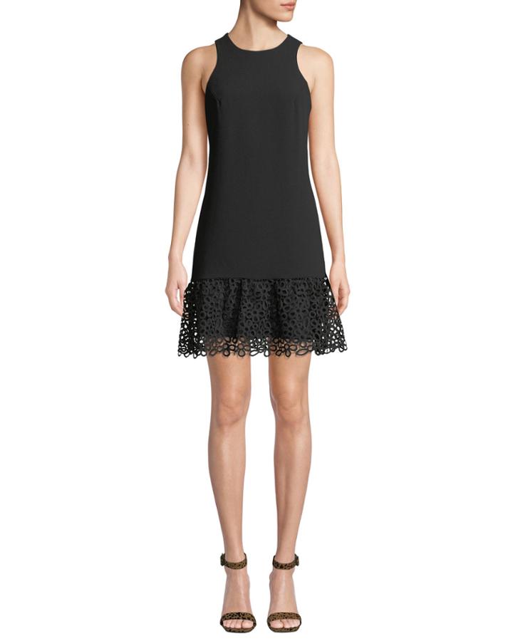 Berry Sleeveless Ruffle & Eyelet Dress