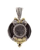 Asteri Ornate Round Pendant W/ Pave Black Diamonds & Onyx Inlay