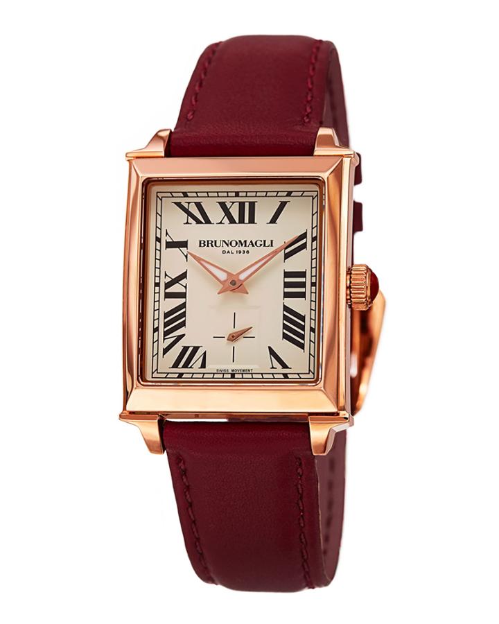 27mm Valentina Rectangular Watch, Red/rose