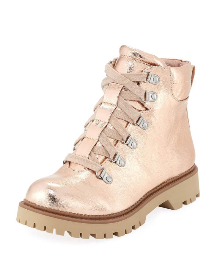 Kinsley Metallic Lace-up Booties