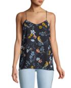 Floral-print Racerback Camisole, Navy