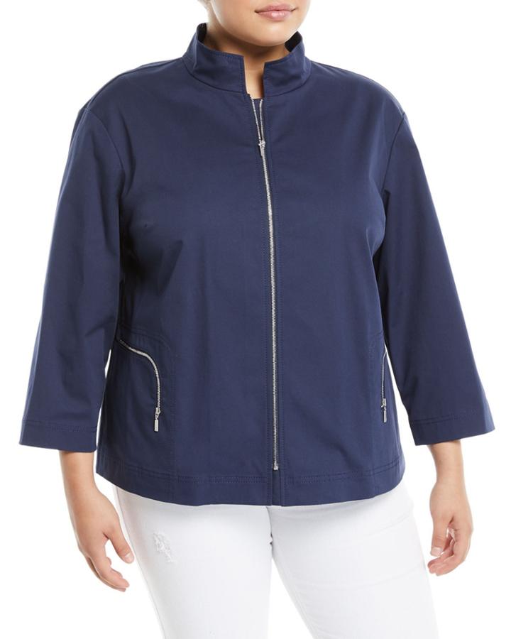 Neely Stand-collar Zip-front Jacket,