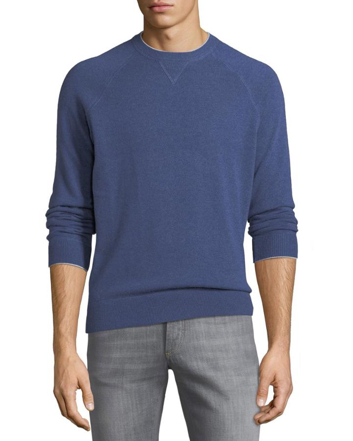 Men's Solomeo Fine Gauge Wool/cashmere-blend Crewneck