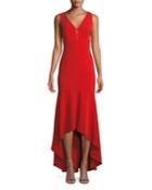 High-low Sleeveless V-neckgown