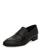 Men's Gancini-embossed Leather Loafer, Black (nero)