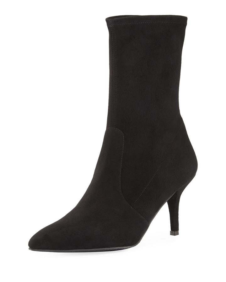 Cling Suede Sock Bootie, Black