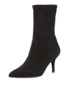 Cling Suede Sock Bootie, Black
