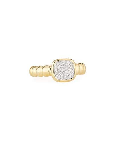 Gold Pave Diamond Square Station Ring,