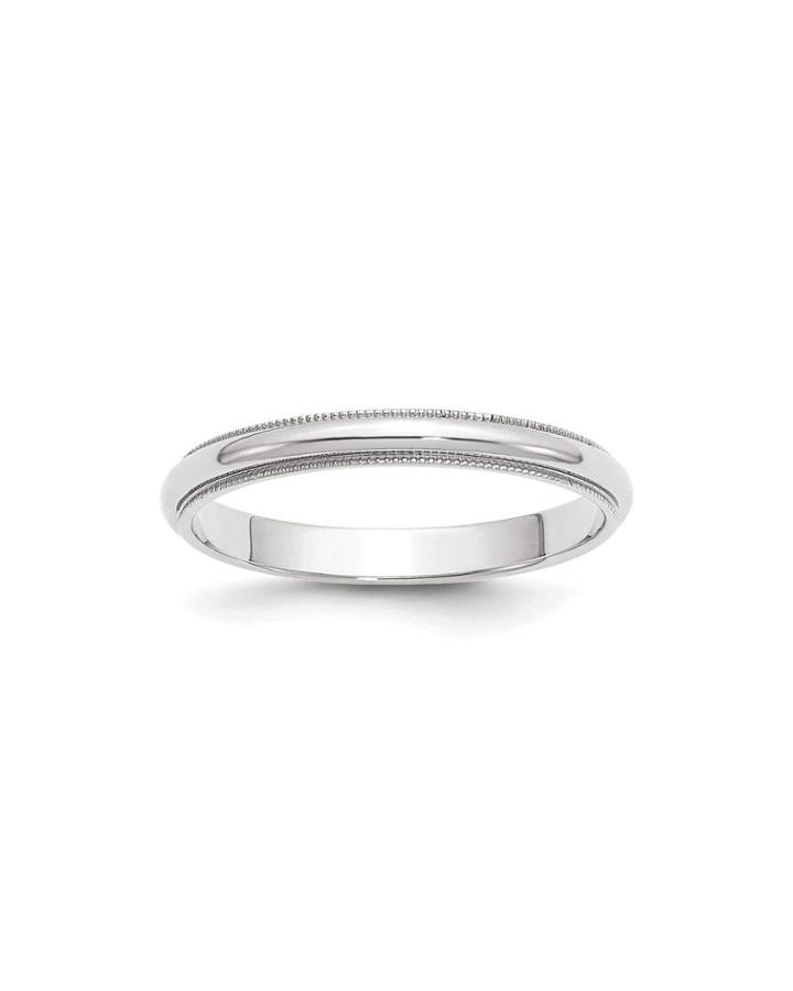 14k White Gold Milgrain Wedding Band Ring,