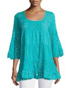 Bell-sleeve Eyelet Tiered Tunic,