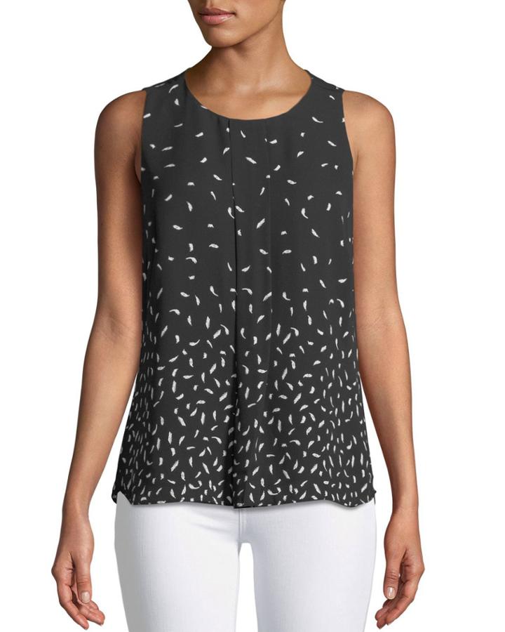 Feather-print Crepe Tank