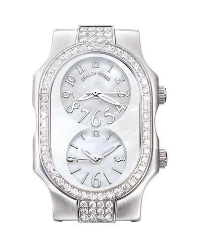 Small Signature Double Diamond Watch Head, White Dial,