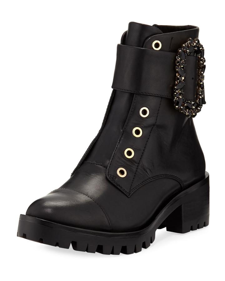 Piper Embellished-strap Combat Bootie