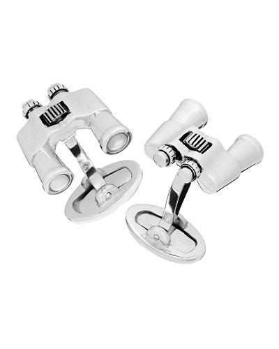 Sterling Binocular Cuff Links W/ Mother-of-pearl