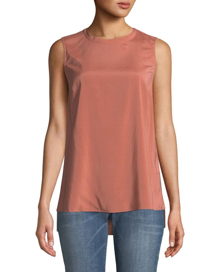 Sleeveless Stretch-silk T-shirt