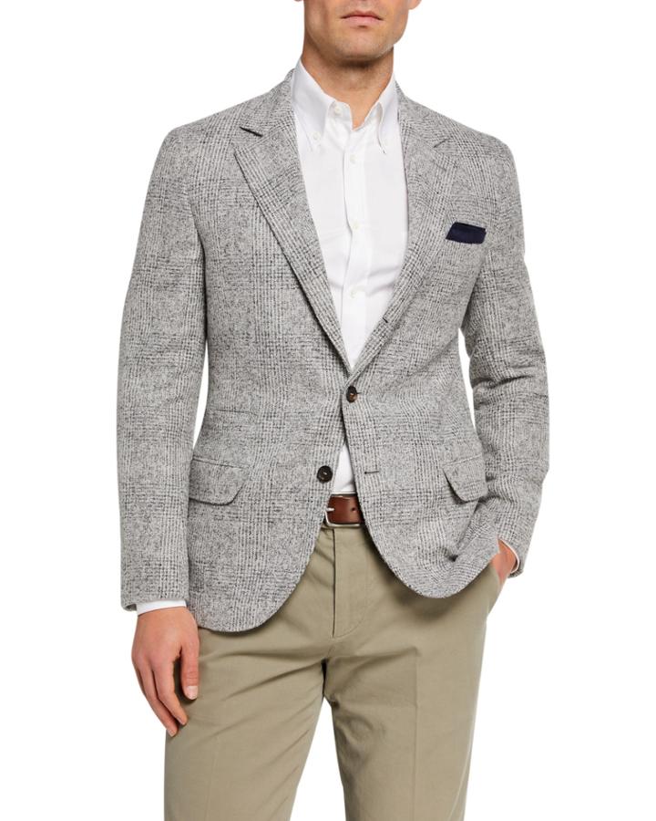 Men's Plaid Wool-blend Blazer