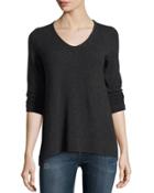 Cashmere V-neck W/ Beaded Trim