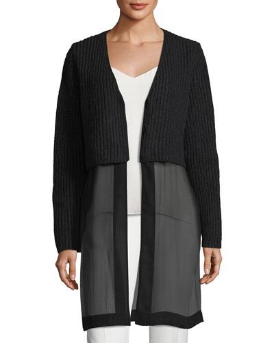 Cashmere Chiffon Underlay Knit Cardigan