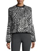 Zebra-print Knit Pullover Top