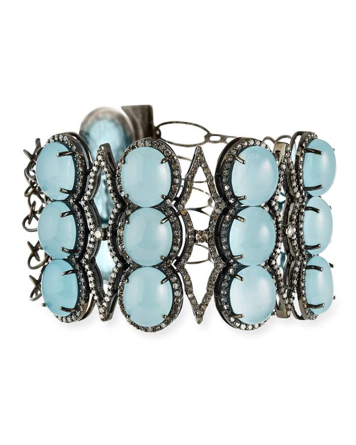 Stacked Aquamarine Bracelet With Diamonds