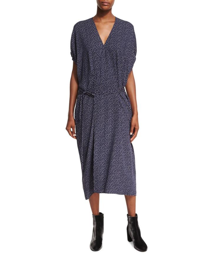 Celestial Polka-dot Kimono Wrap Dress