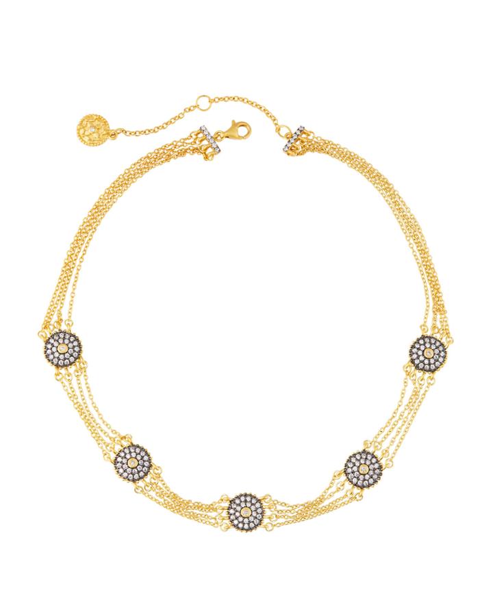 Round Bezel Multi-chain Necklace
