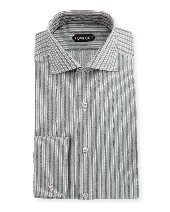 Slim-fit Striped Cotton-viscose Dress