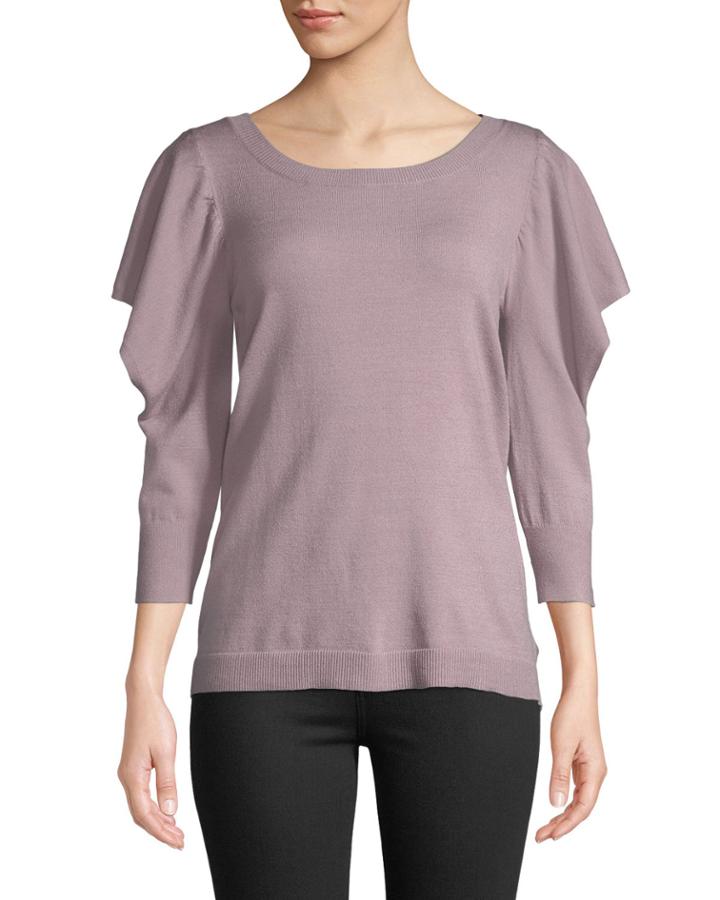 Puff-shoulder Slit-sleeve