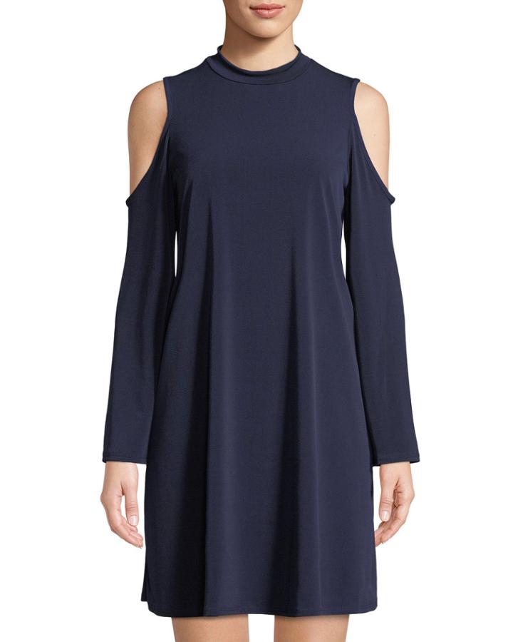 Cold-shoulder Jersey Trapeze Dress