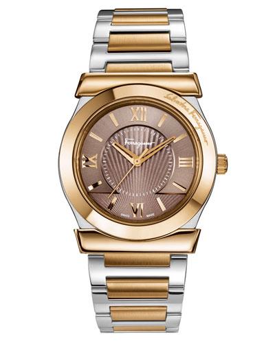 37mm Vega Two-tone Watch W/ Brown Dial