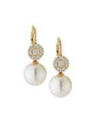 18k Mixed-cut Diamond & Pearl Drop Earrings