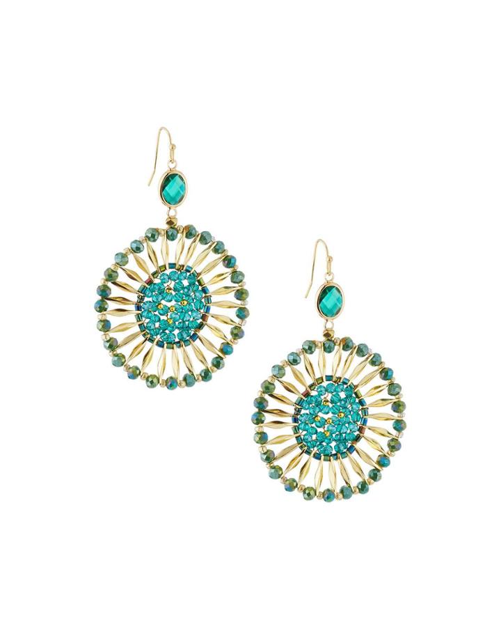 Beaded Starburst Circle Drop Earrings