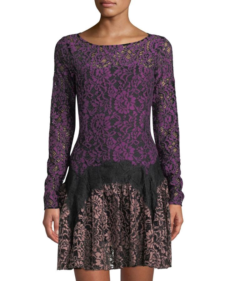 Dory Long-sleeve Lace Fit-&-flare Cocktail Dress
