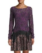 Dory Long-sleeve Lace Fit-&-flare Cocktail Dress