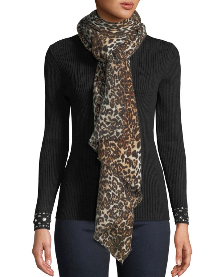 Classic Leopard-print Fringe Wrap