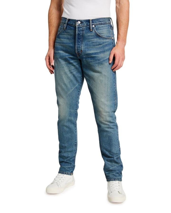 Men's Tapered Medium-wash Jeans