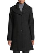 Pleat-collar Tweed Coat