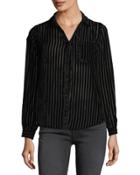 Striped-velvet Burnout Blouse