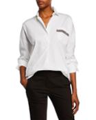 Button-front Shirt W/ Beaded Pocket