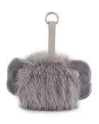 Elephant Faux-fur Pompom Device Charger, Gray