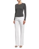 Mid-rise Flare-leg Trousers, Optic White