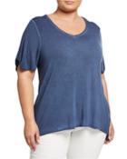 Plus Size Twisted-short-sleeve Viscose Top