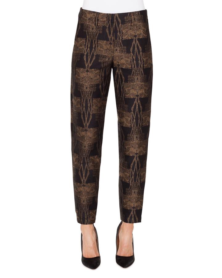 Metallic Fruit Of Vienna Jacquard Conical-leg Pants