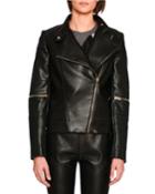 Victoire Faux-leather Moto Jacket, Black
