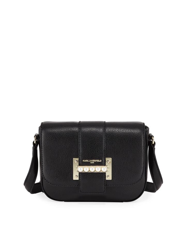 Bianca Pearly Buckle Leather Crossbody Bag