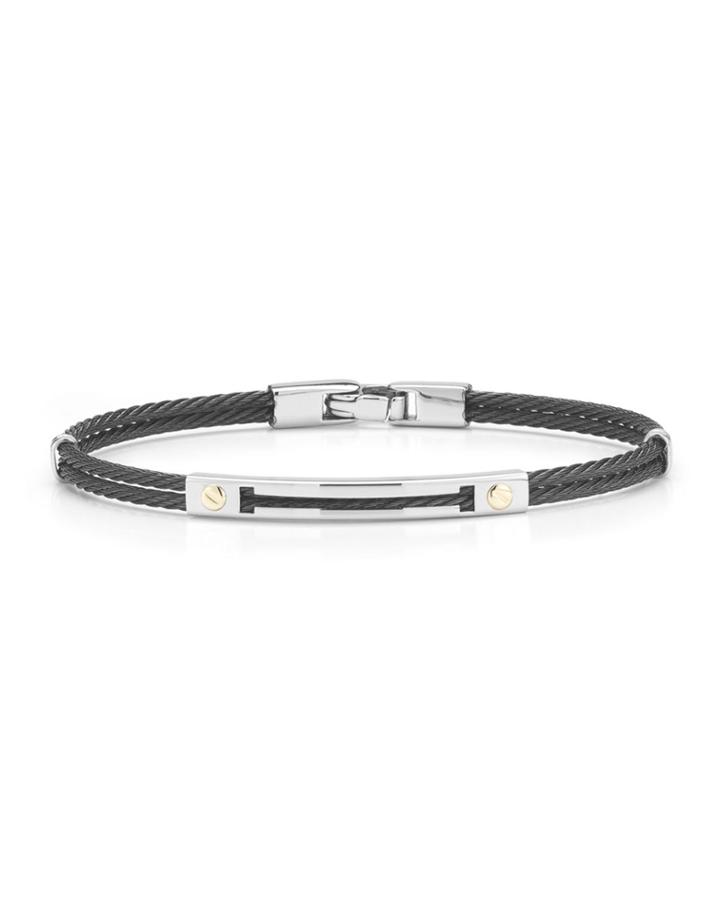 2-cable & Curved-bar Bracelet, Black