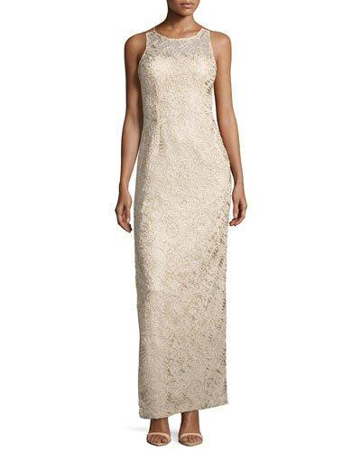 Strappy Soutache Column Gown