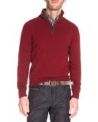Suede Detail Quarter-zip
