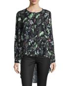Gardening Floral-print Shirt, Black Pattern